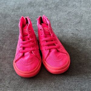 Vibrant Hot Pink Vans toddler Kids High-Top Sneakers size 6